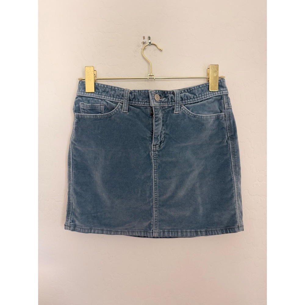 Gap Jeans Y2K Womens Slate Blue Velvet Mini Skirt Size 2 Western Yoke 5-Pocket